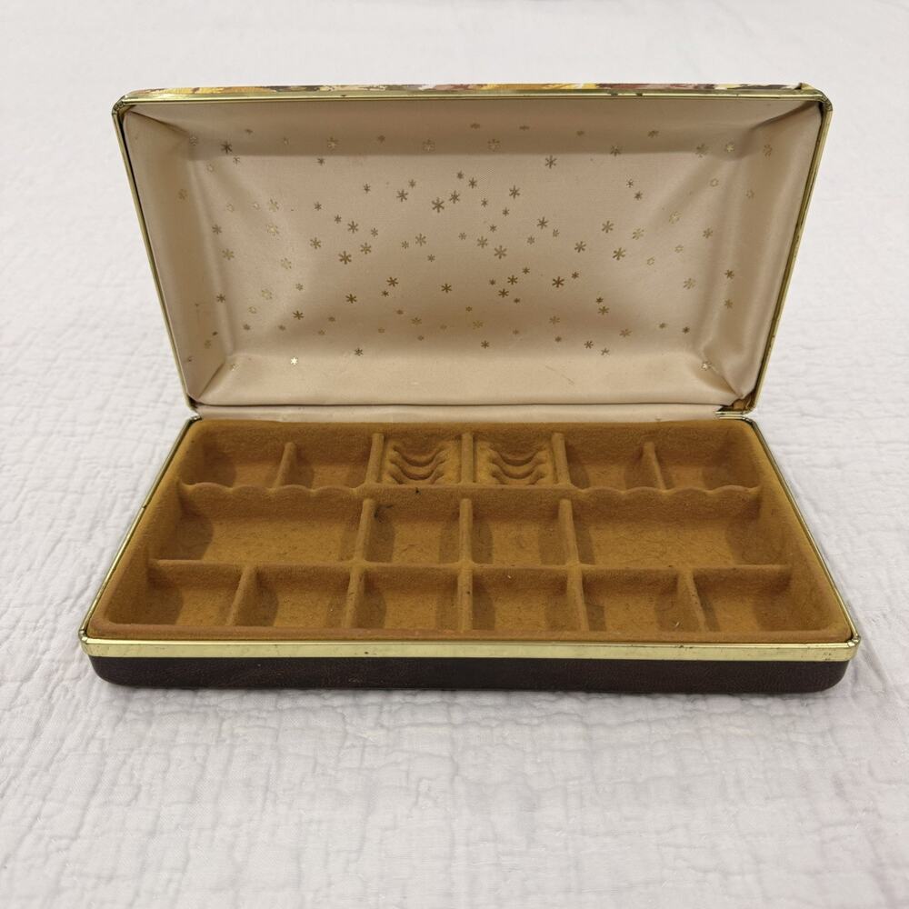 Vintage Jewelry Case Vintage Red Hard Shell Satin Lined Rectangle Box Storage